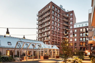 En bostadsinnergård i Fabriksparken.